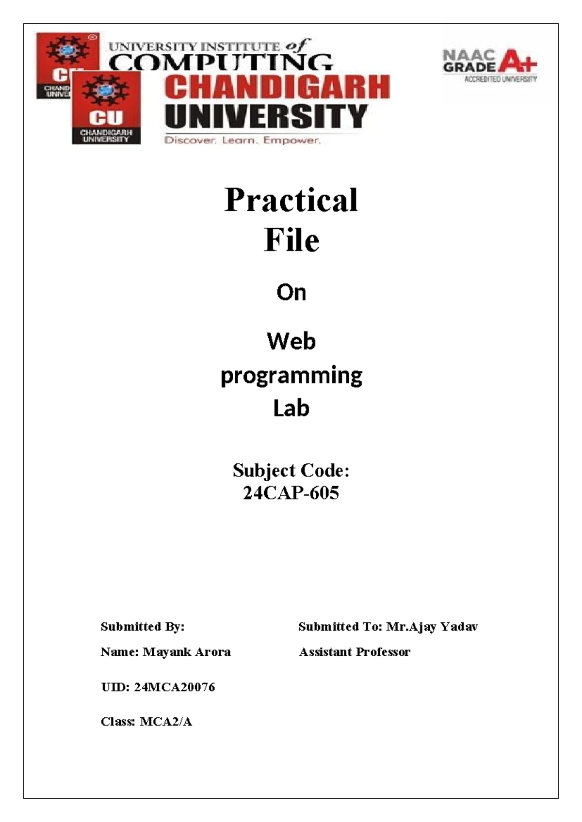 Webprograming exp 5 - web technlogies - WEB PROGRAMMING LAB CONT_23CAP ...