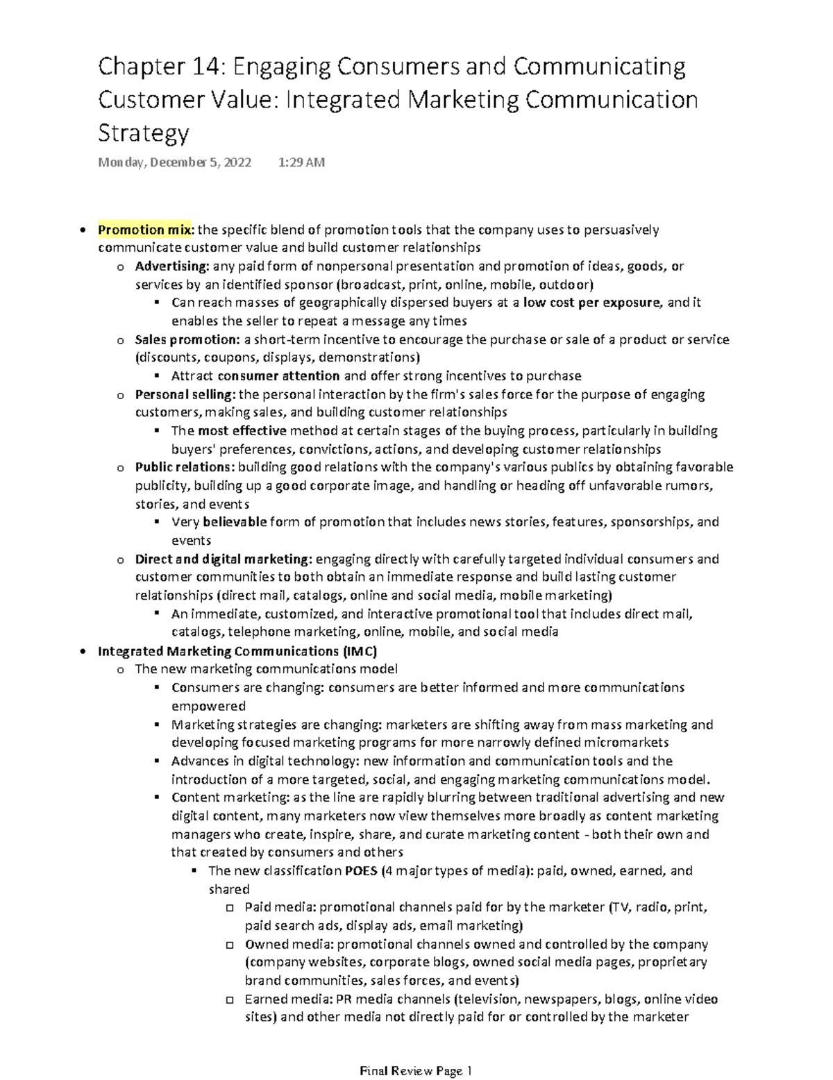 Chapter 14: Engaging Consumers & Communicating Customer Value in IMC ...