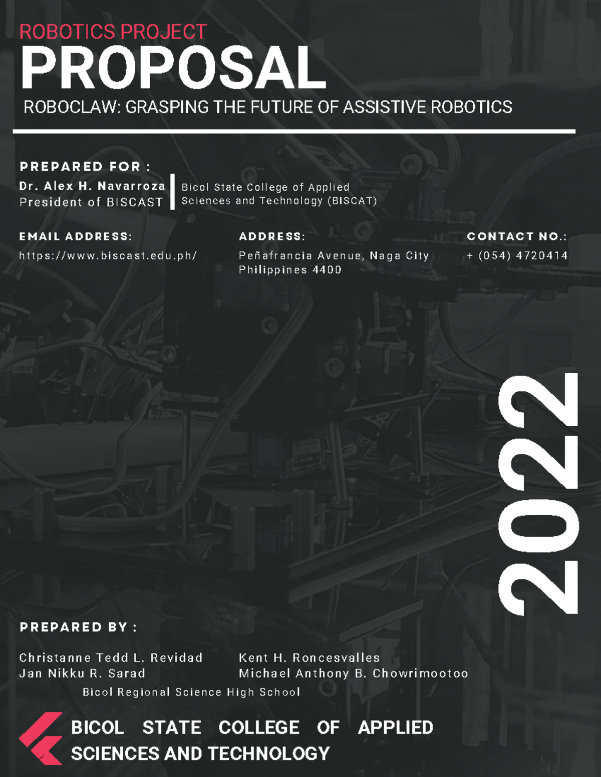 TLE Project Proposal - PROPOSAL ####### ROBOTICS PROJECT D r. A l e x H ...