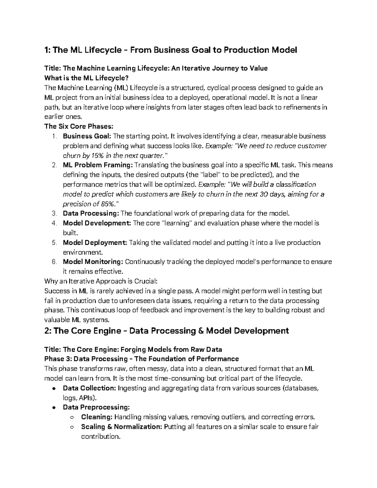 ML Lifecycle: From Business Goals to Production Model Summary - Studocu