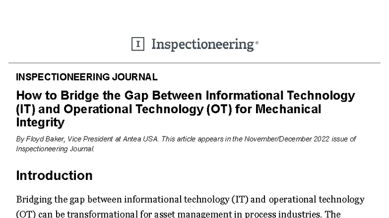 Bridging the Gap Between IT & OT for Mechanical Integrity Insights ...