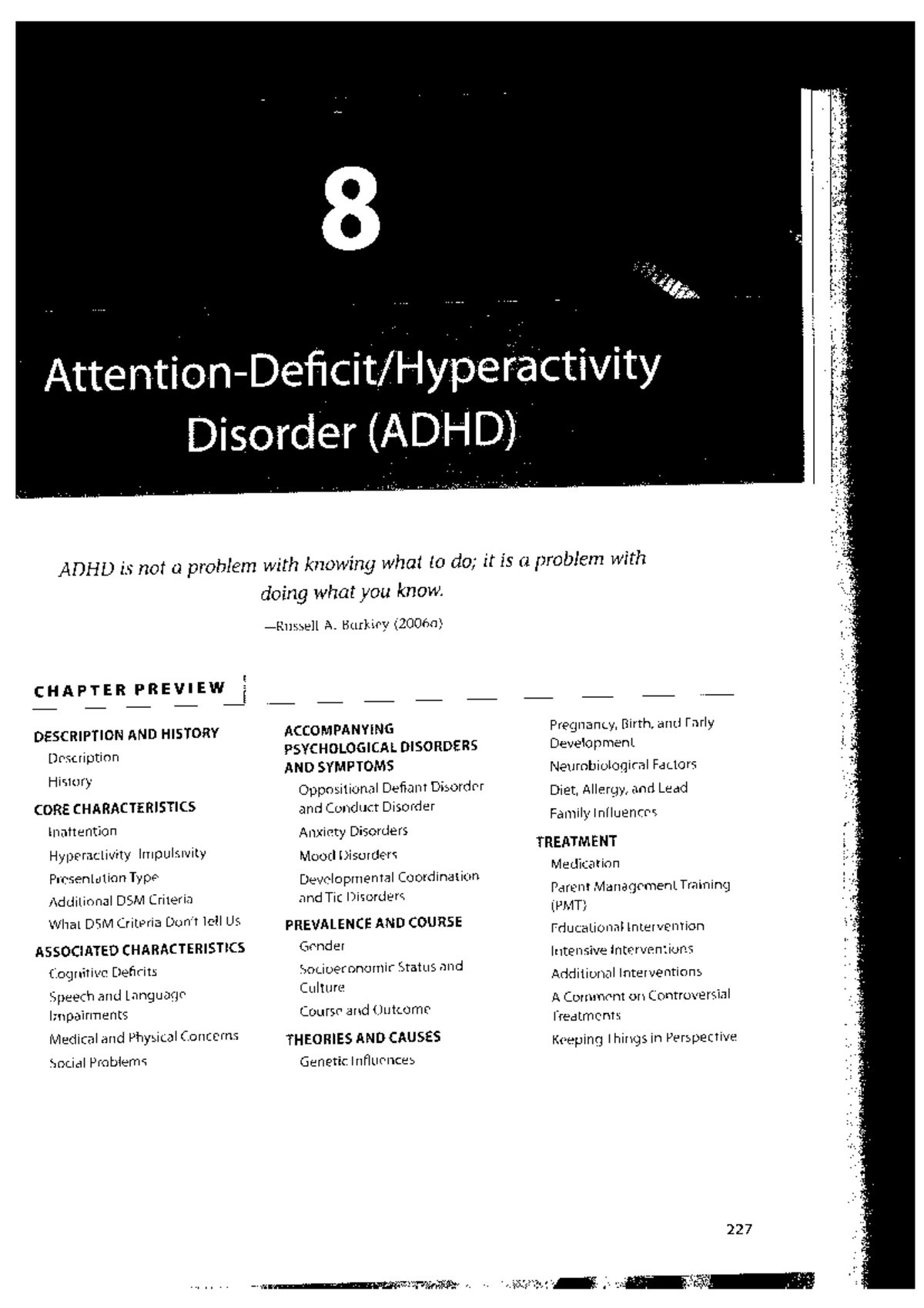 ADHD Chapter.pdf - notes on Pychopathology - ADHD is not a problem with ...
