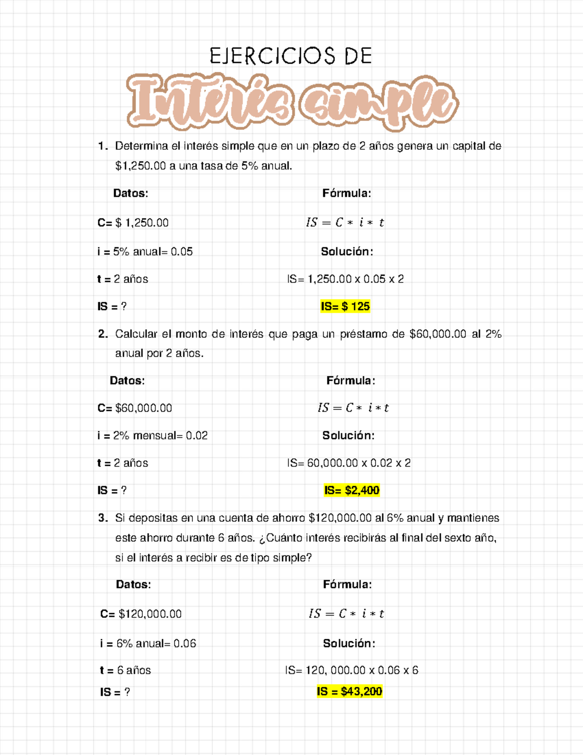 U1 60 Ejercicios de Interés Simple y Compuesto en Finanzas - Document Preview