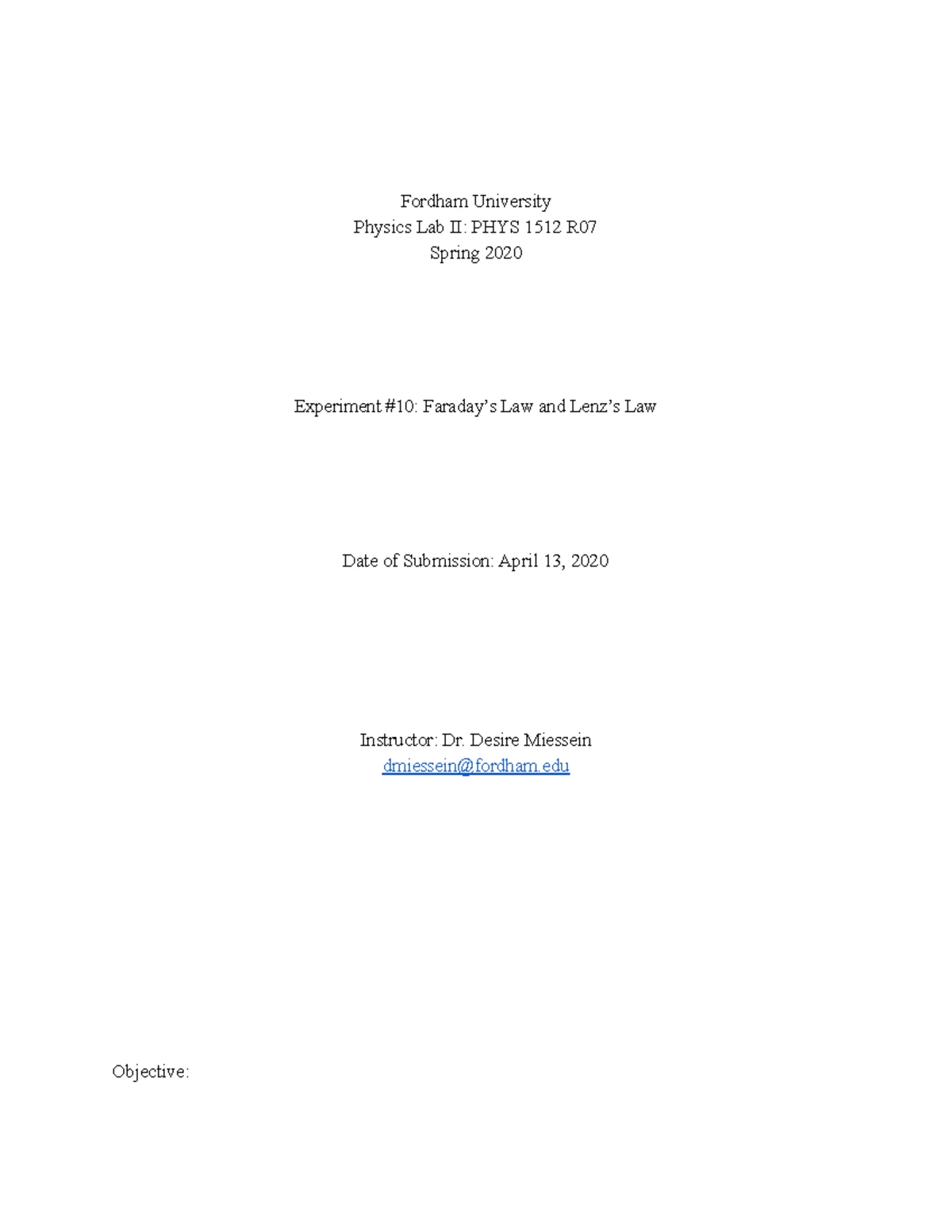 Physics II Lab #8 - lab paper - Fordham University Physics Lab II: PHYS ...