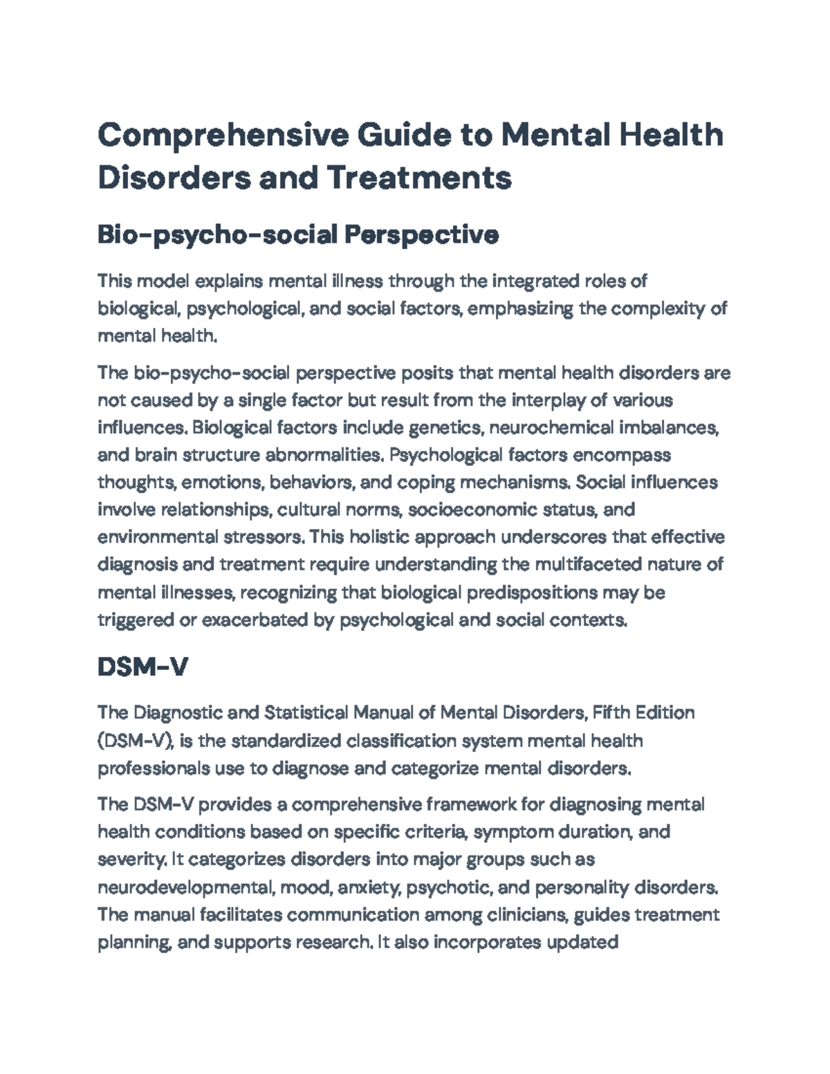 Comprehensive Guide to Mental Health Disorders and Treatments ...