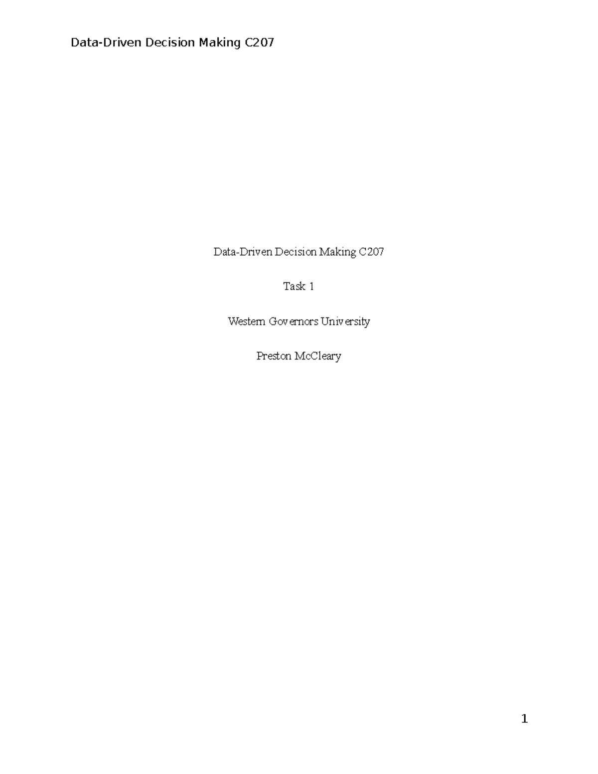 Data Driven Decision Making C207 Task 1: Linear Regression Analysis ...