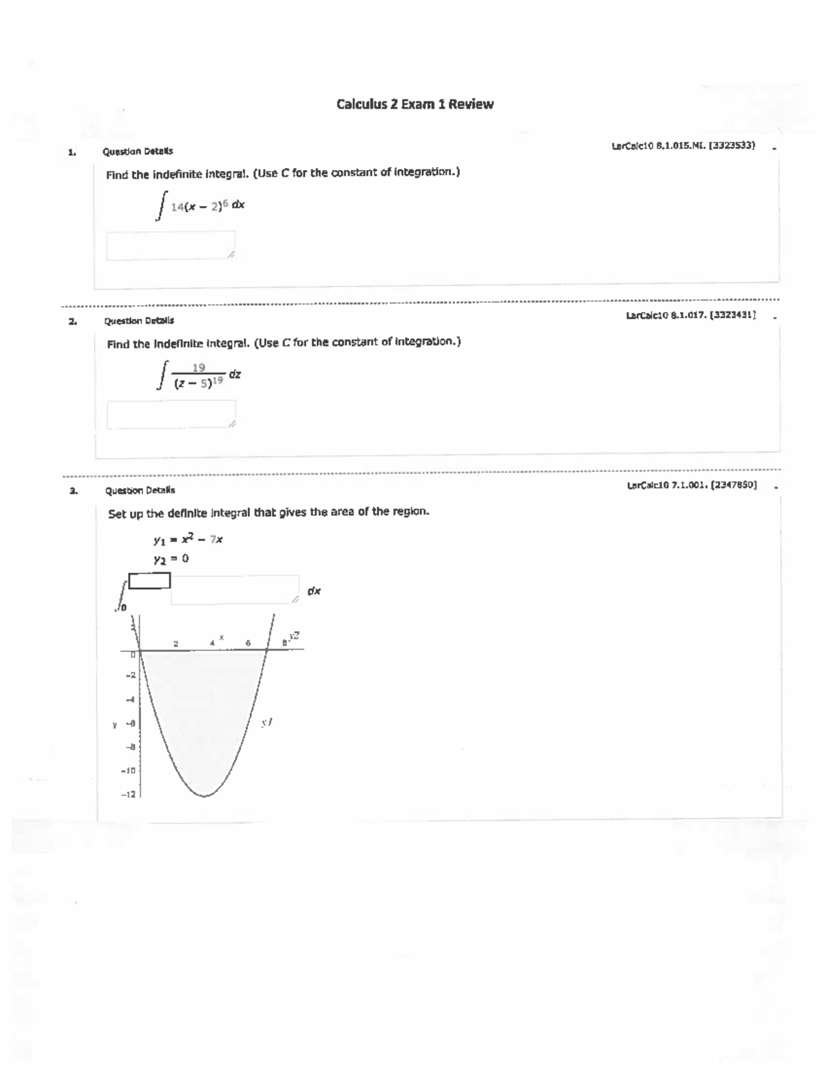 Calculus 2 Exam 1 Extra Credit Review - LarCalc10 - Studocu