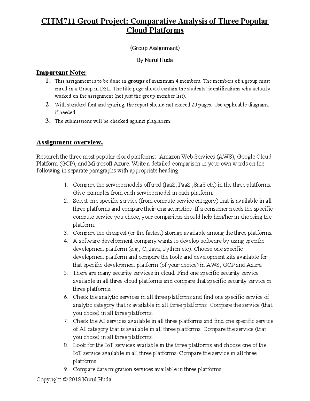 CITM711 Group Project: Comparative Analysis of 3 Major Cloud Platforms ...