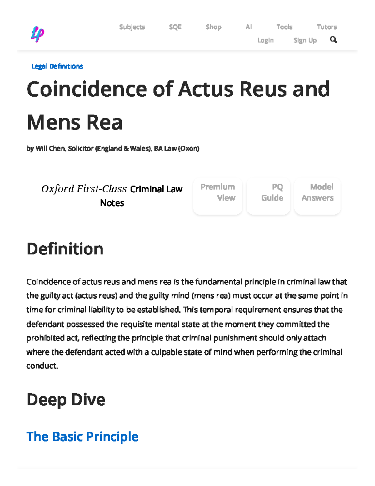 Coincidence of Actus Reus and Mens Rea - SQE Criminal Law Notes - Studocu