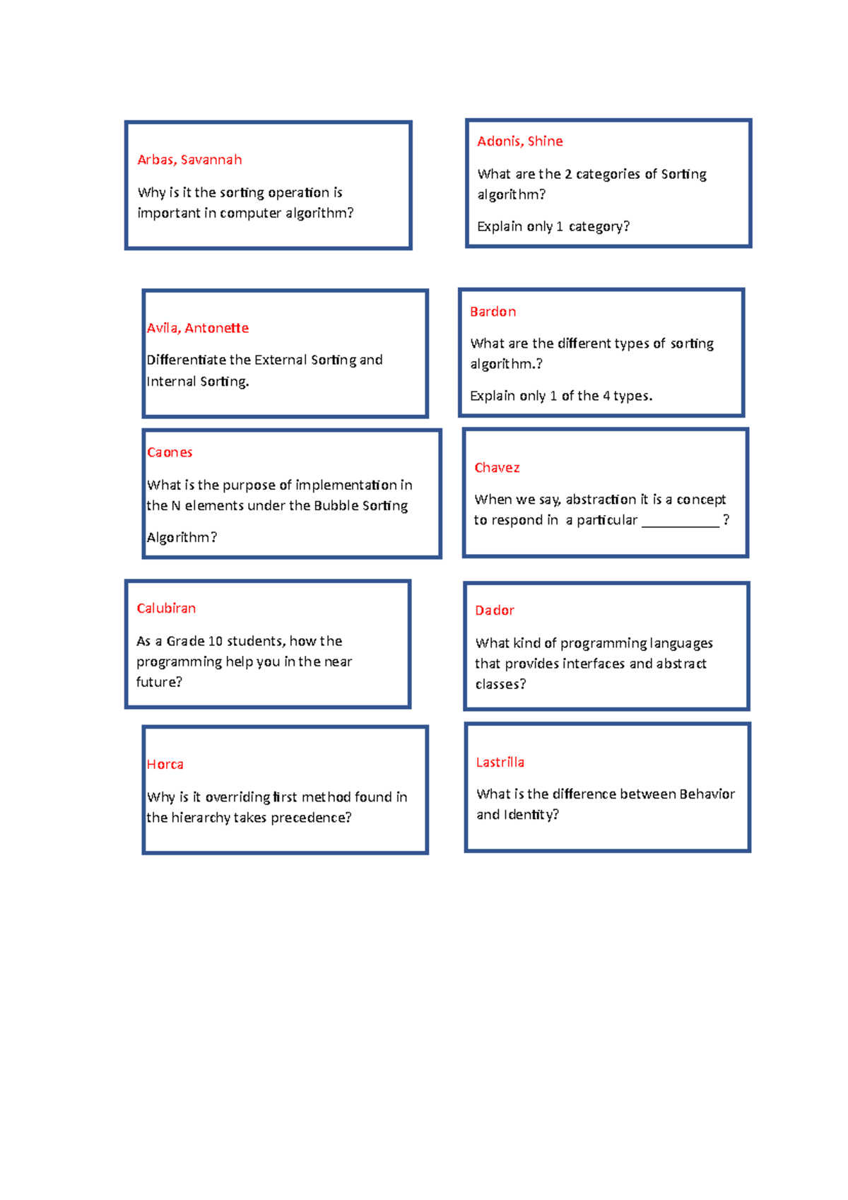 Grade 10 Computer Programming Recitation Guide - Studocu