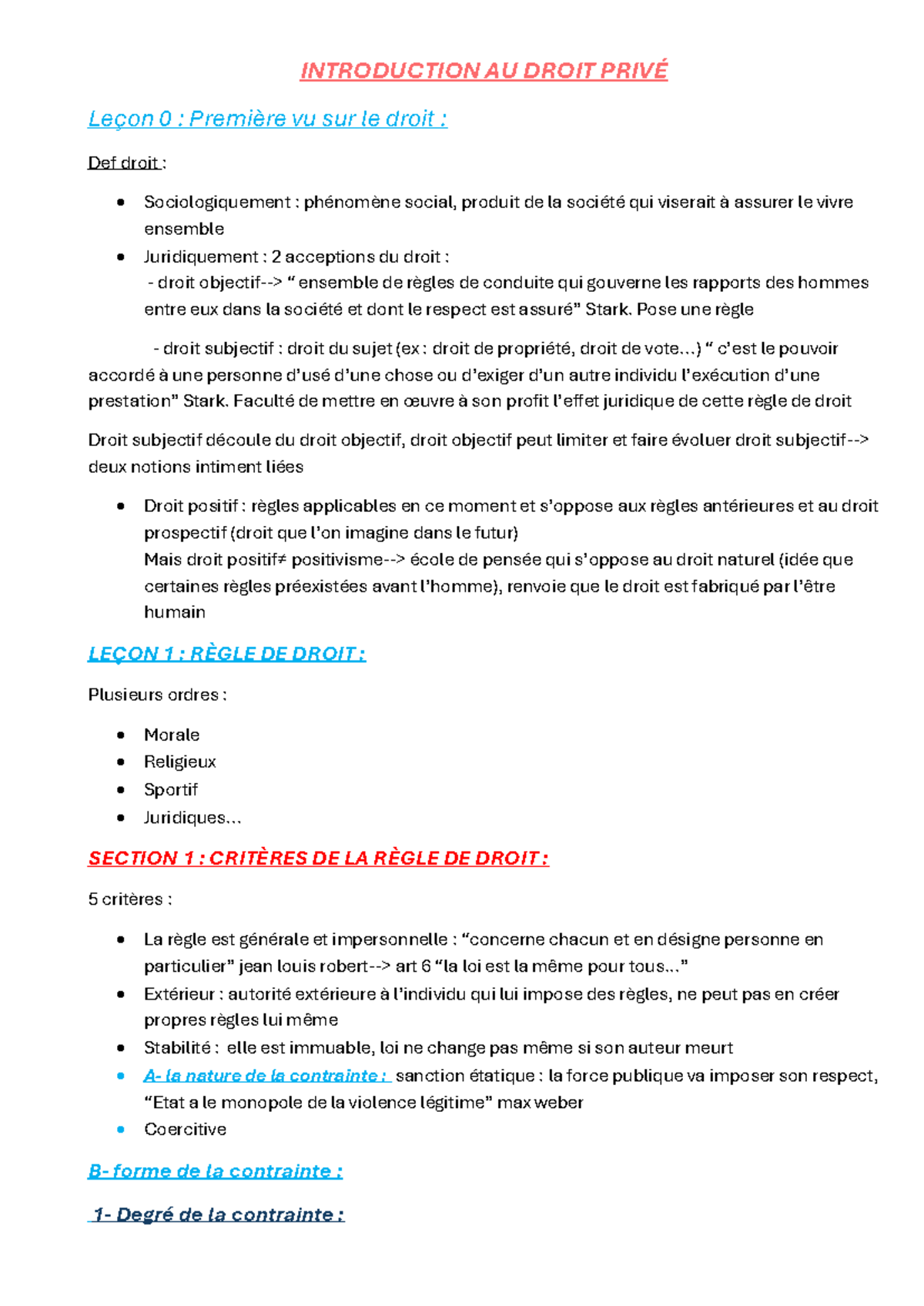 Introduction au Droit Privé - Leçon 0 : Concepts Fondamentaux et Règles ...