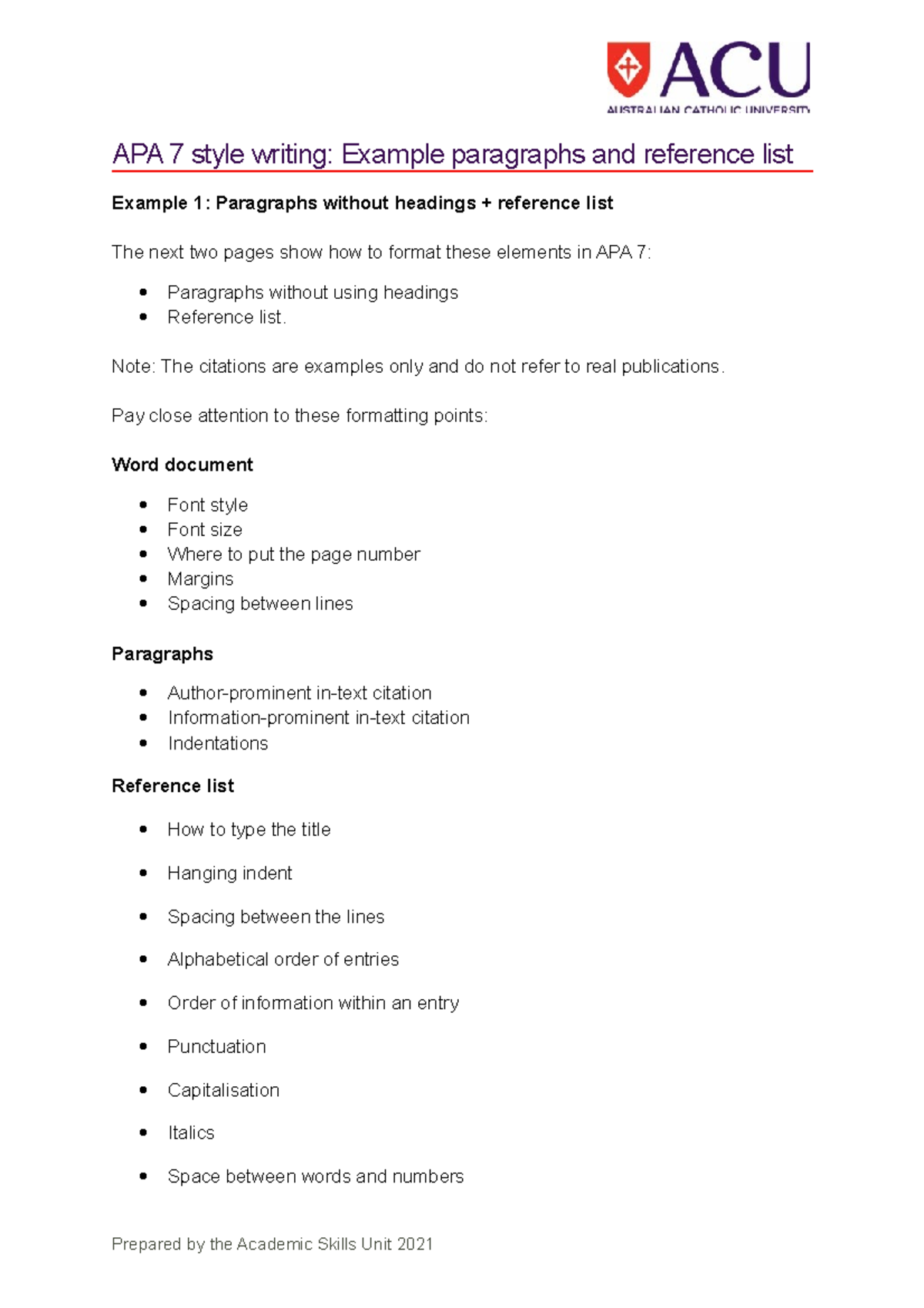 APA 7 example paragraphs and reference list - APA 7 style writing ...