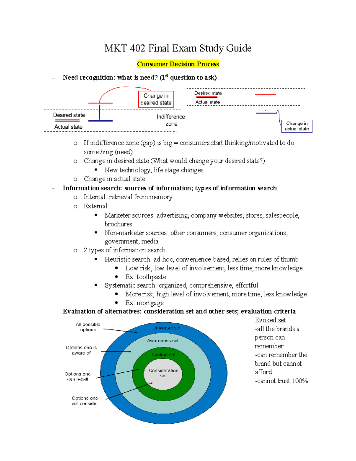 MKT 402 Final Exam Study Guide: Key Concepts in Consumer Behavior - Studocu