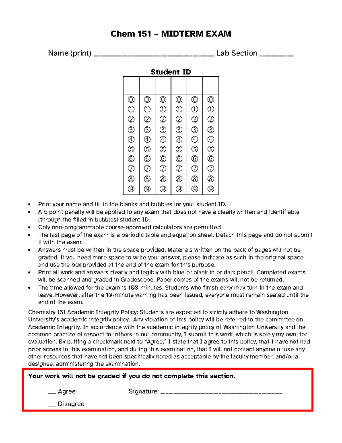 Chem 151 – Midterm Practice Exam Overview and Guidelines - Studocu