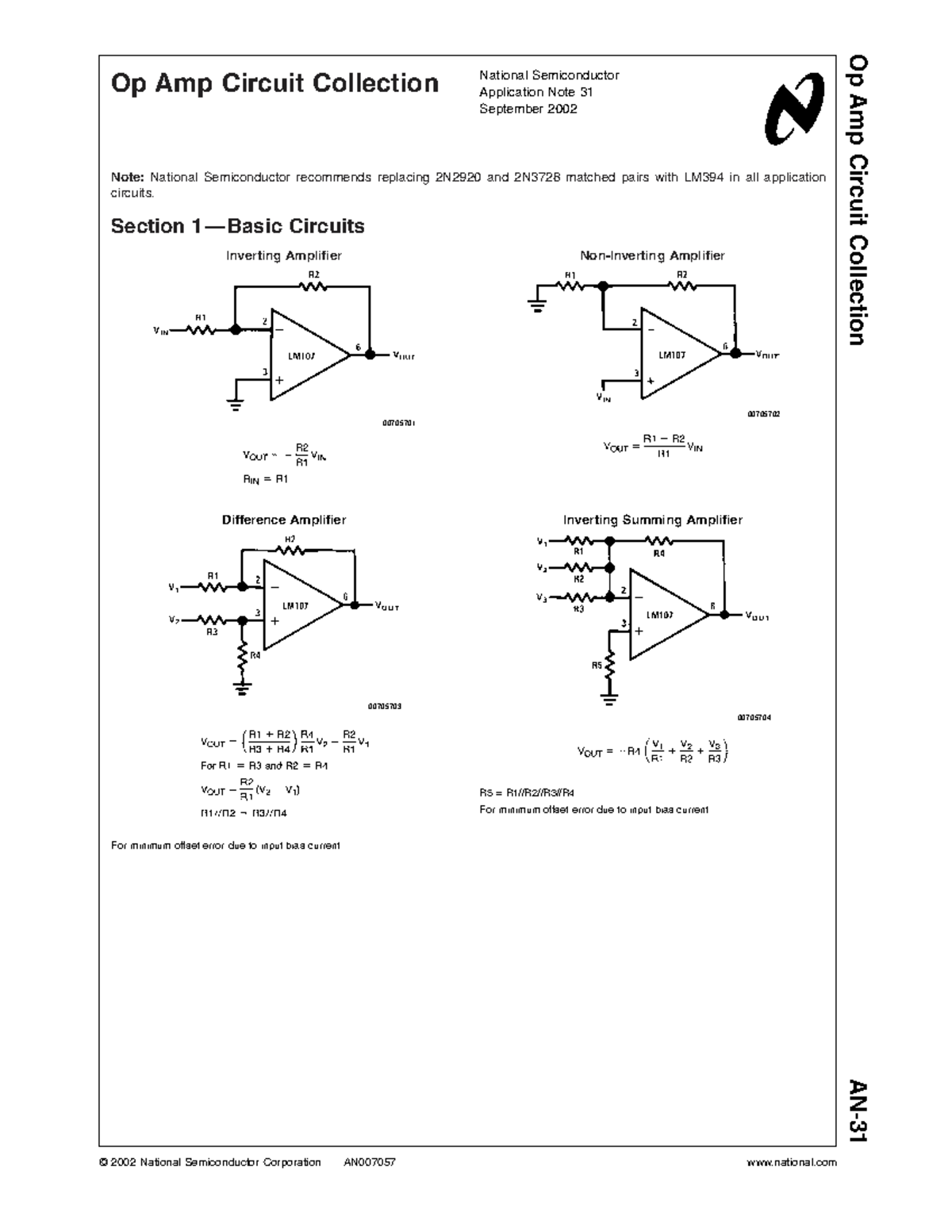 Op Amp Circuit Collection - AN-31 Application Note Overview - Studocu