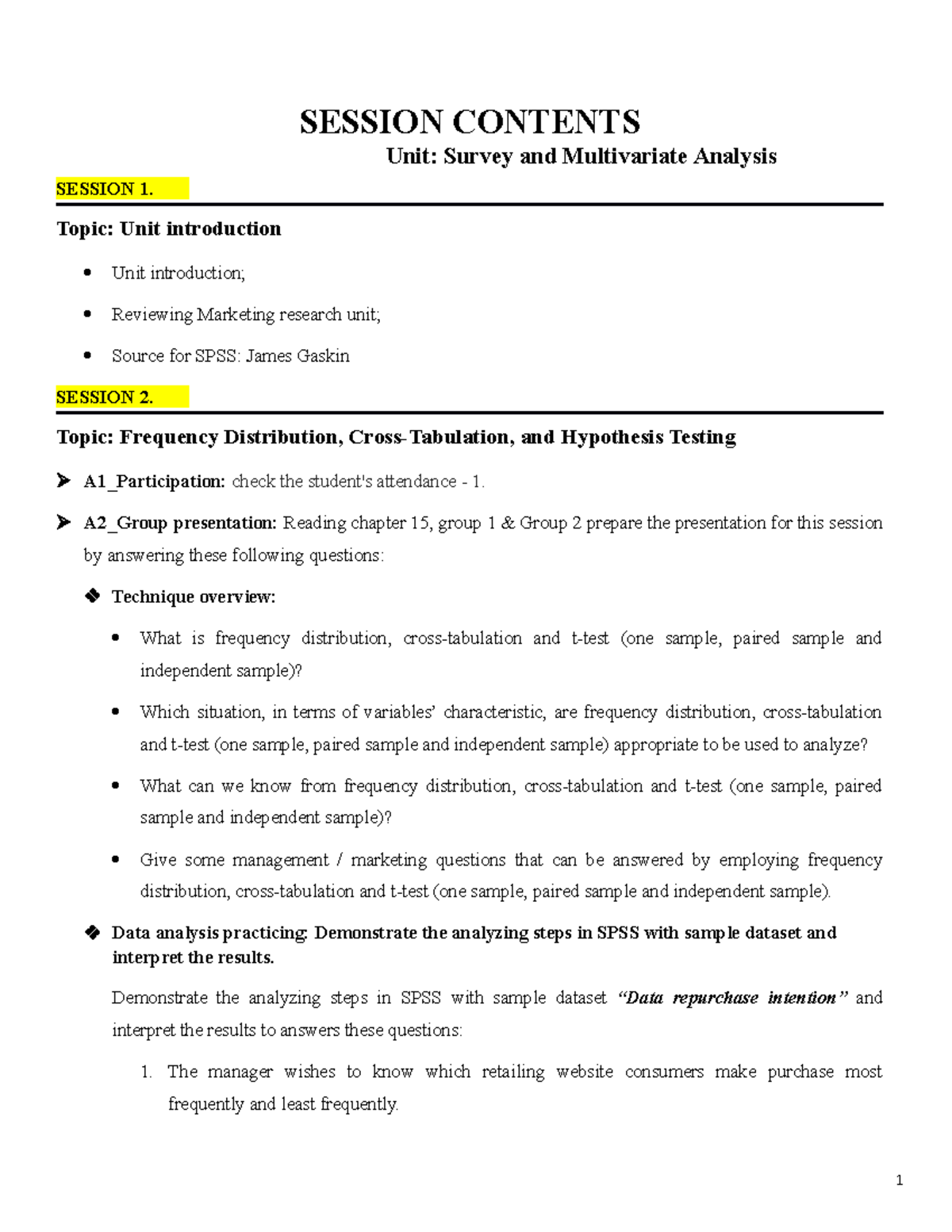 SMA - Assignment description - Vi Tran - SESSION CONTENTS Unit: Survey ...