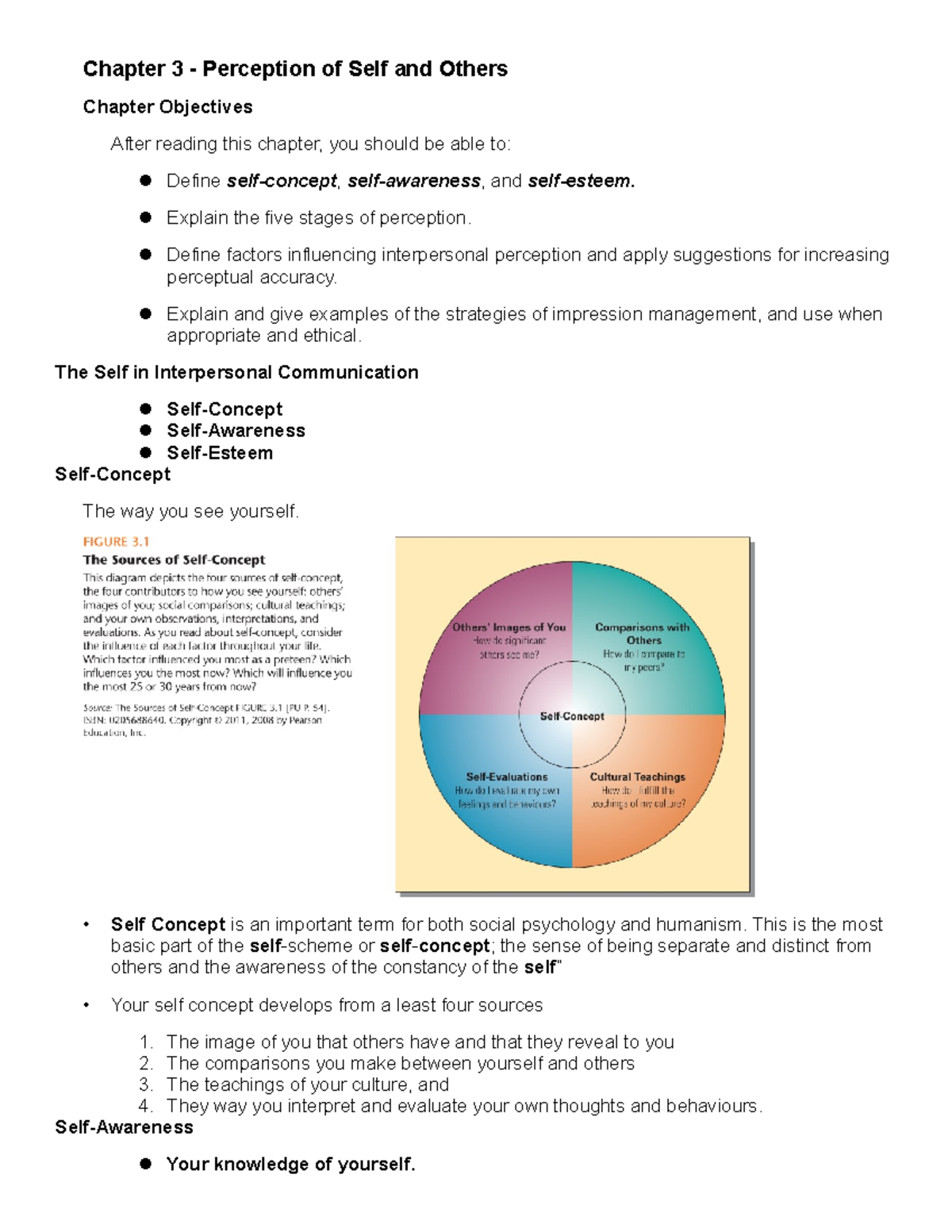 Summary Notes Ch. 3 Perception of Self and Others - Chapter 3 ...