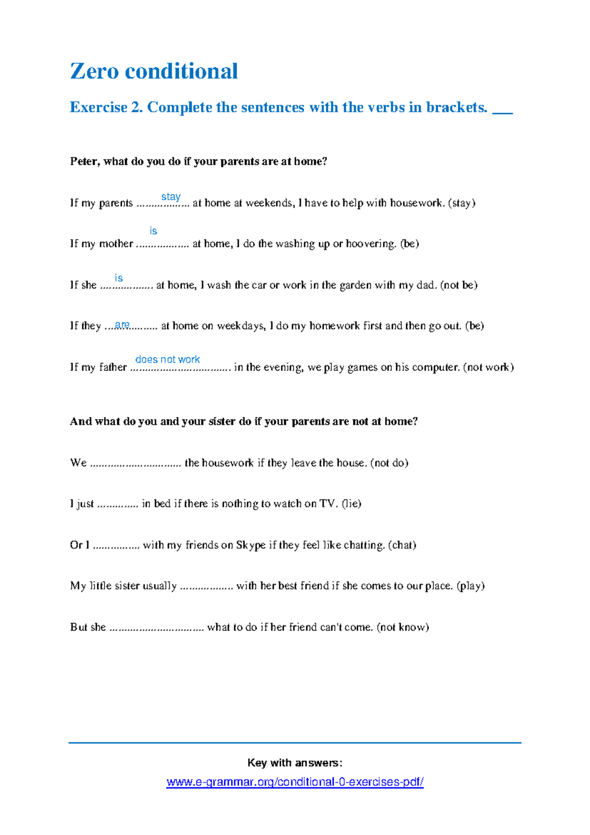Zero Conditional Exercise 2 Answers - English - Studocu