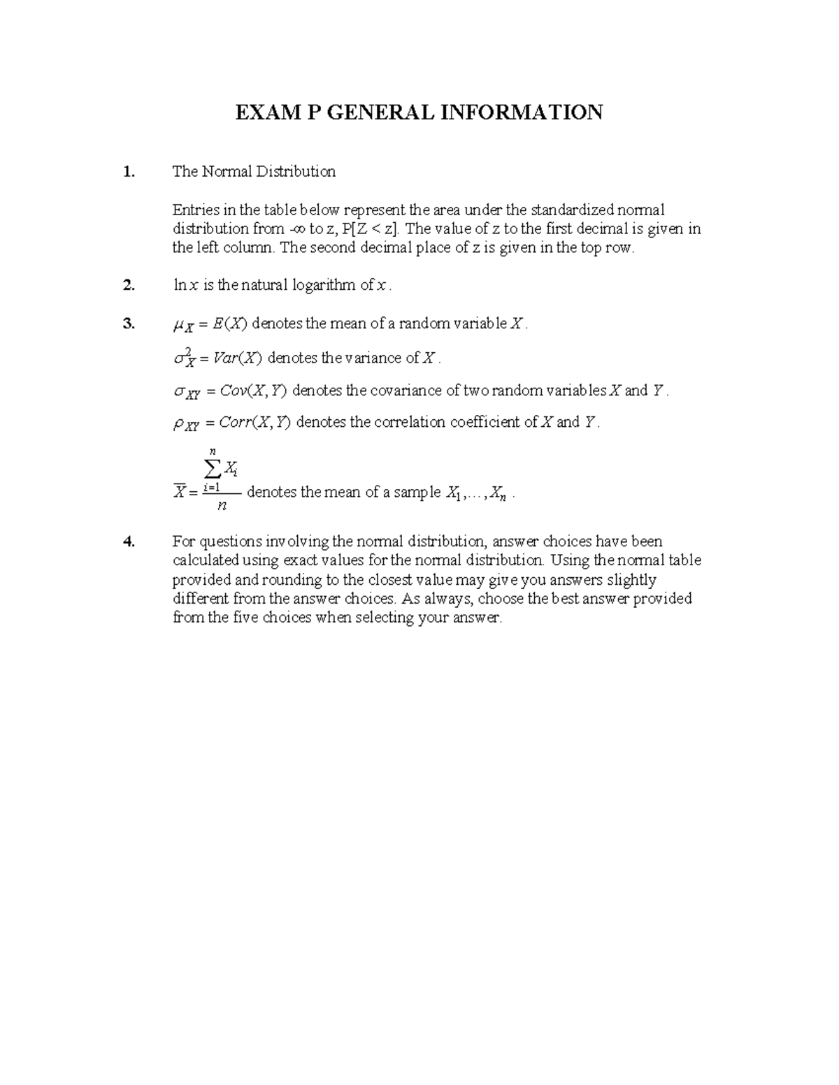 Normal Distribution Exam Guide (EXAM P) - Studocu