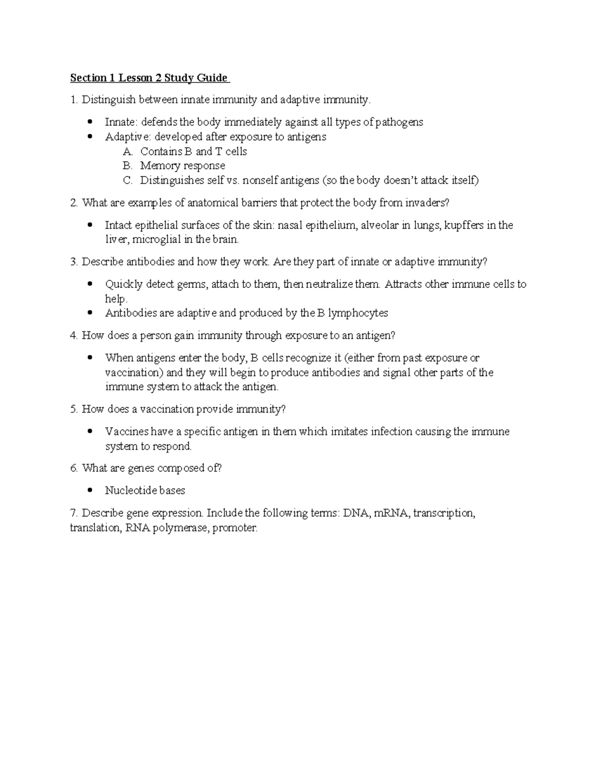 Lesson 1 Study Guide - notes - Lesson 1 Study Guide what separates ...