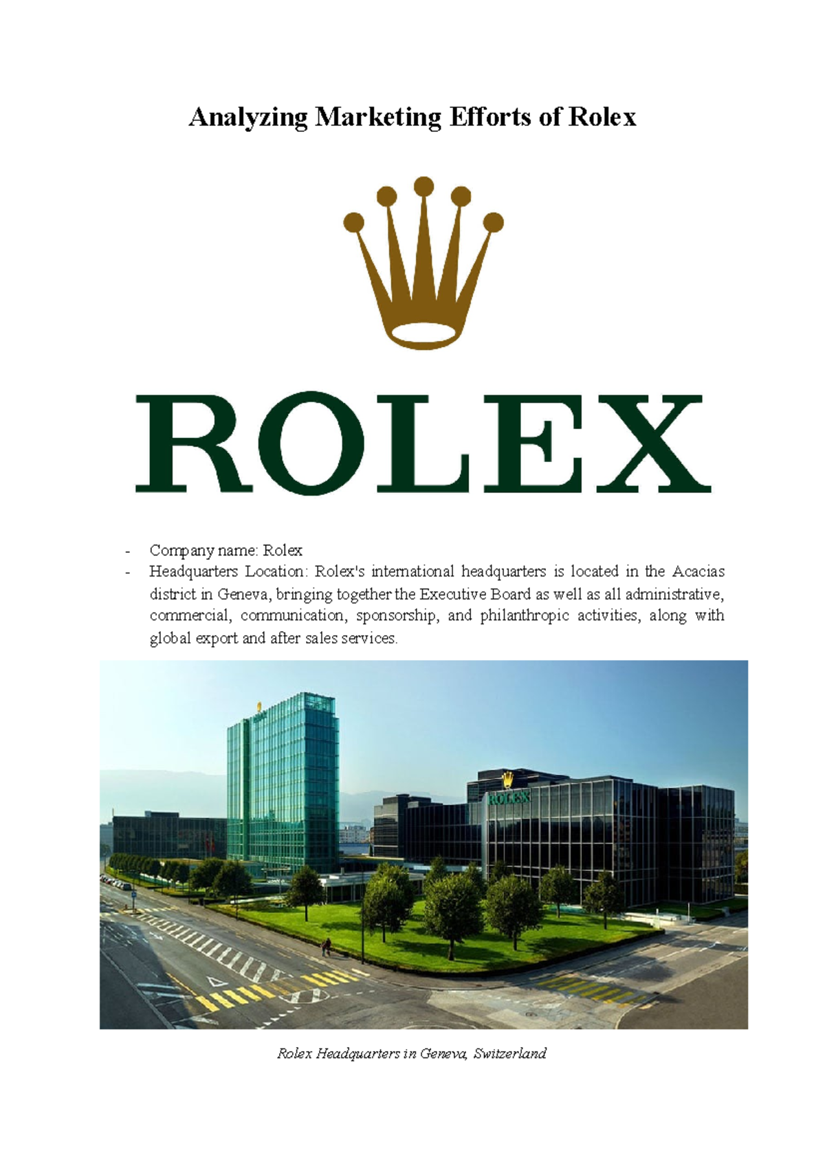Phân Tích Chiến Lược Marketing của Rolex - B23DCMR306 - Studocu