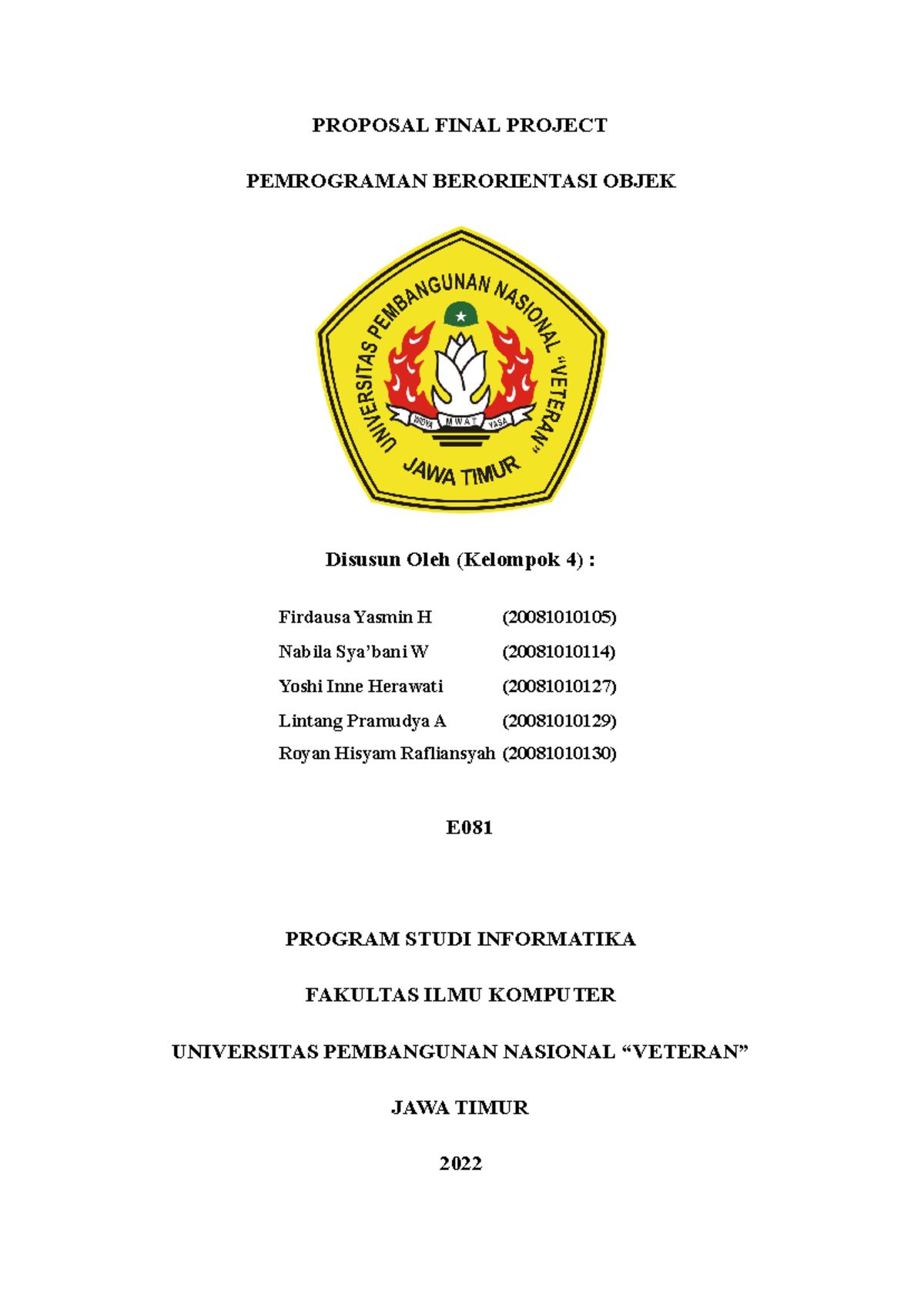Proposal Final Project OOP - Sistem Manajemen Bioskop (IF105) - Studocu