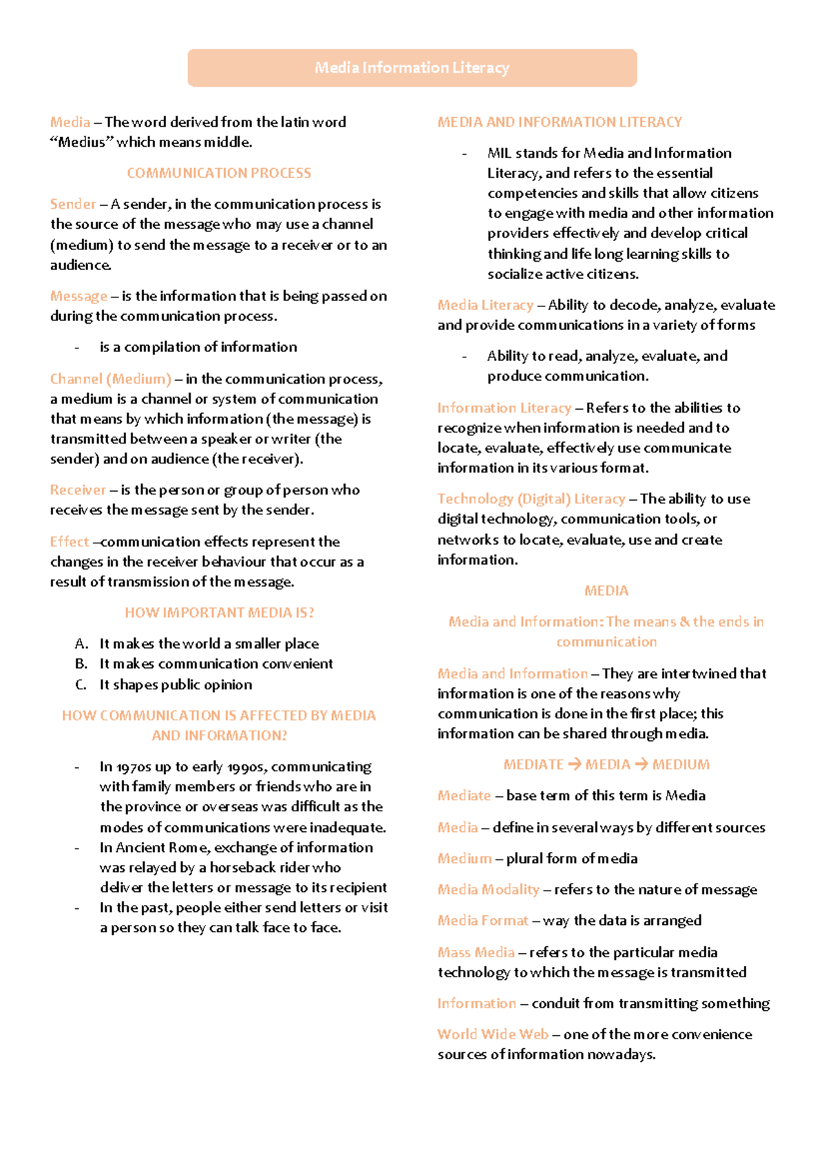 MIL MIDTERM REVIEW: Understanding Media & Information Literacy - Studocu