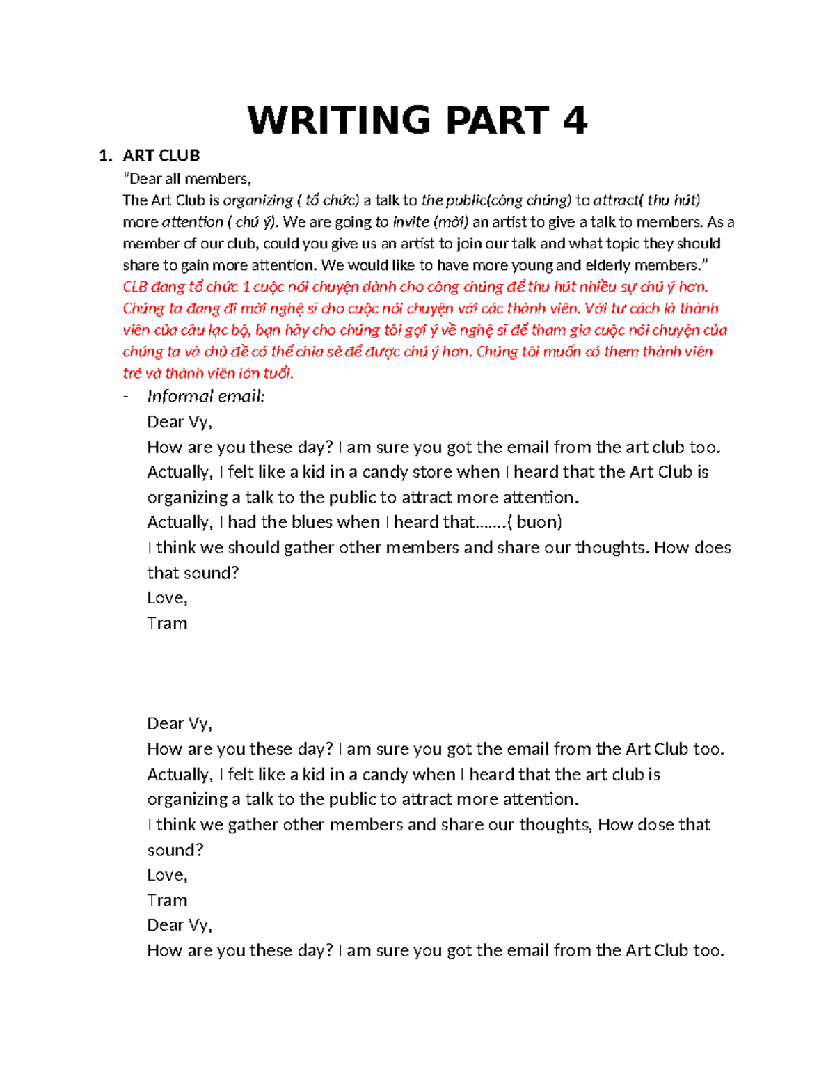 ART CLUB TALK ORGANIZATION - MEMBER SUGGESTIONS (PART 4) - Studocu