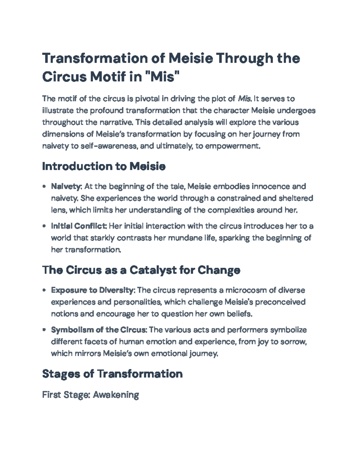 Transformation of Meisie Through the Circus Motif in 'Mis ...