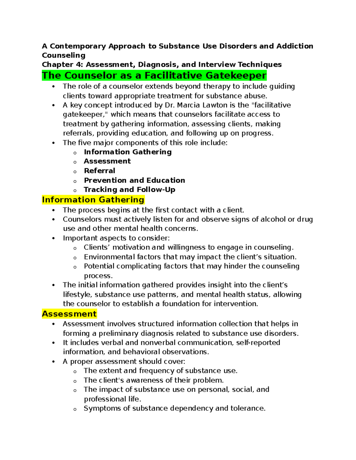 AC2 - Summary of Counseling Techniques for Substance Use Disorders ...
