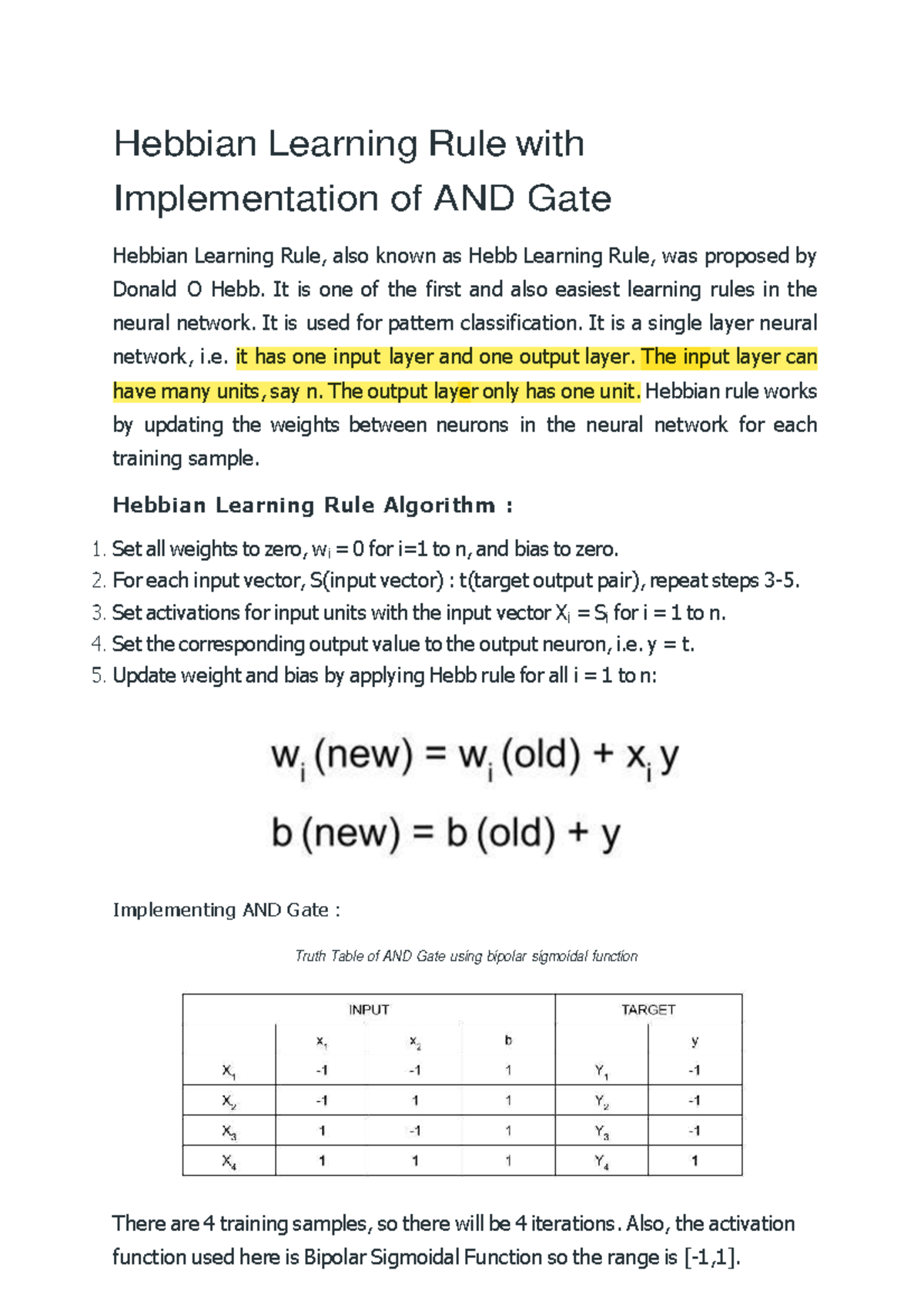 Hlr - Practical Material on Hebbian Learning Rule & AND Gate ...