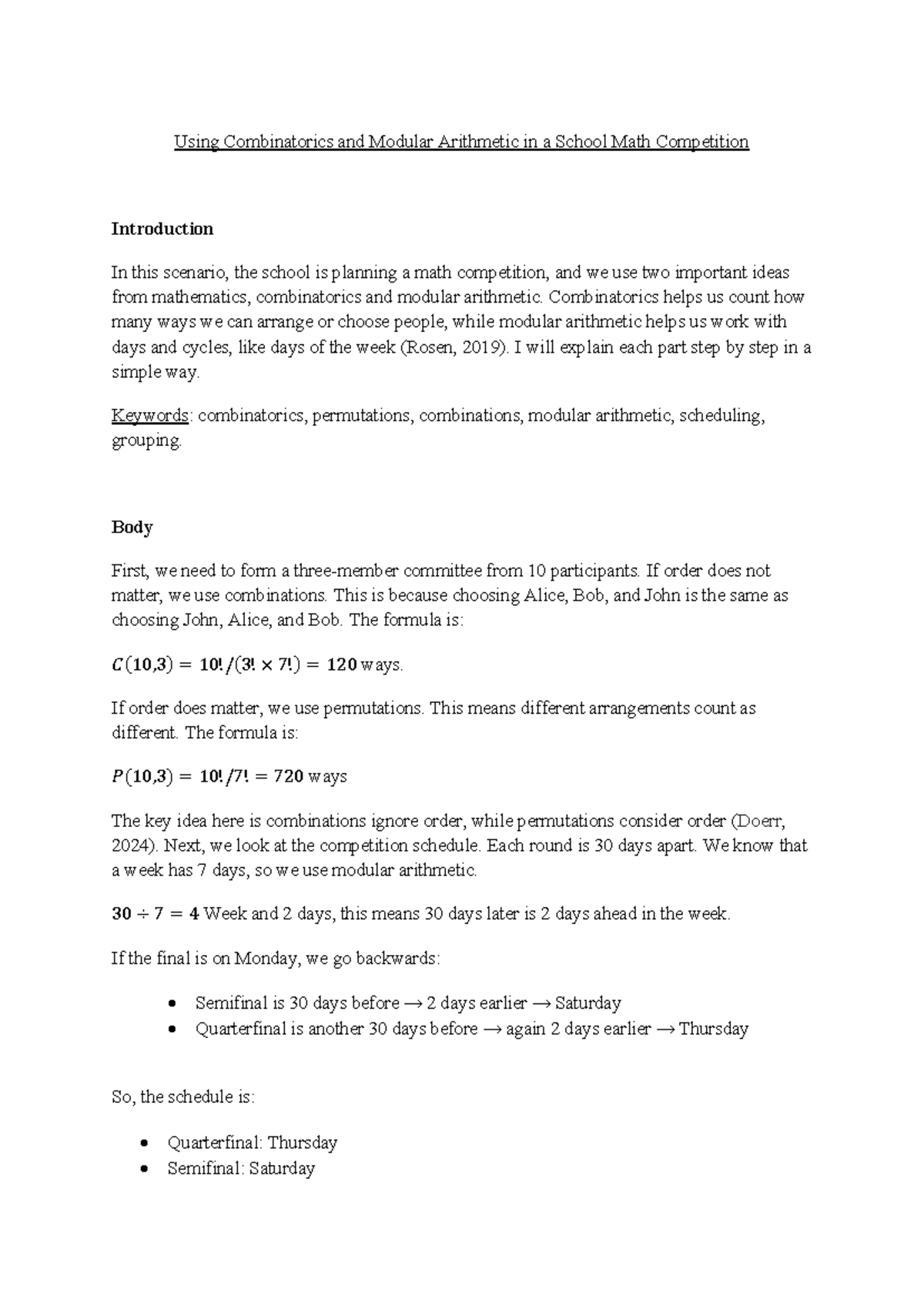 MATH 1302-01 Discrete Math: Combinatorics & Modular Arithmetic in ...