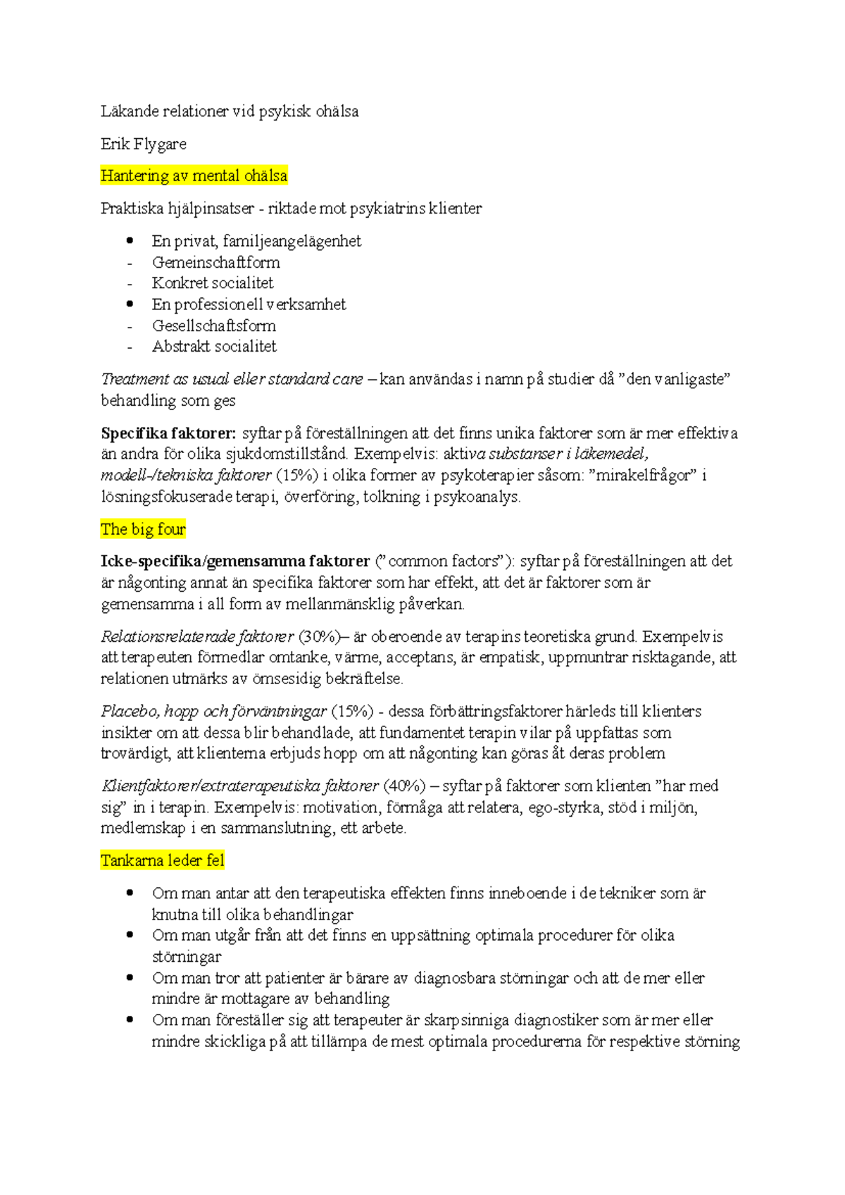 Läkande relationer vid psykisk ohälsa - Behandling och Klientfaktorer ...