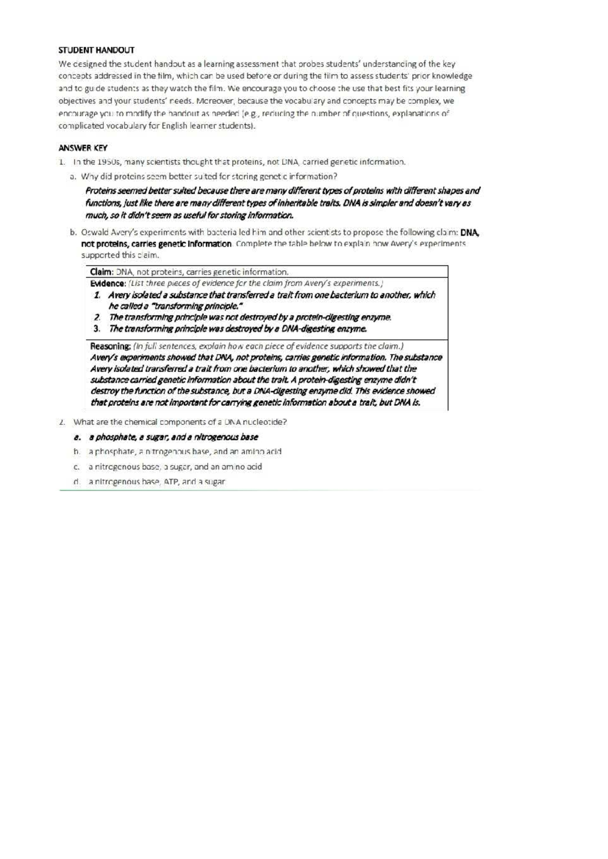 Final Exam Review Notes for Course ABC123: DNA and Genetic Information ...