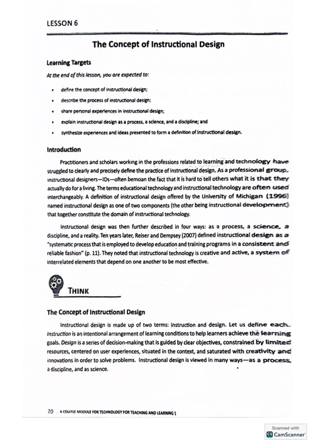PROF - STUDY - LESSON 6 The Concept of Instructional Design Learning ...