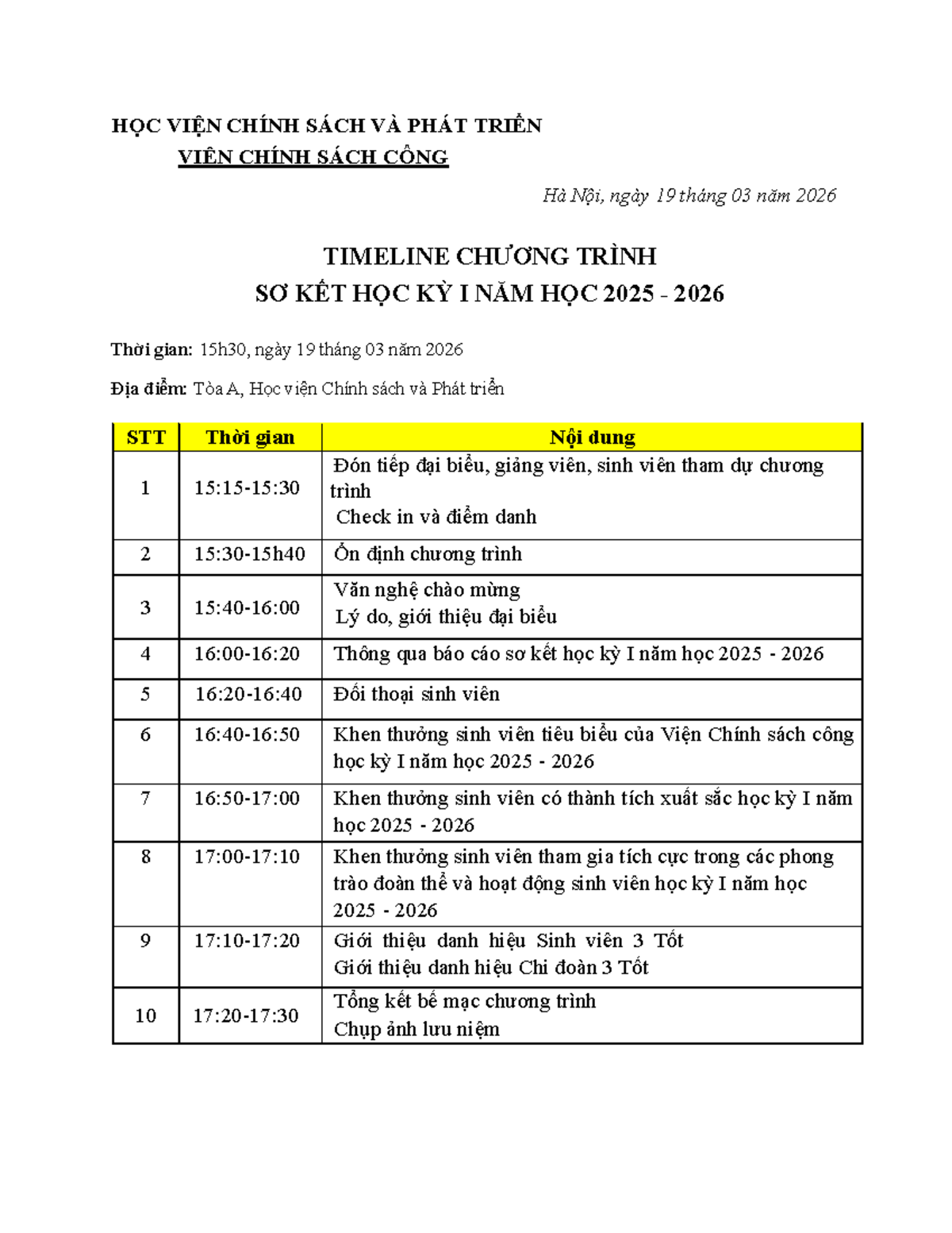 CSC Timeline: Hội nghị Sơ kết HKI Năm học 2025-2026 - Studocu