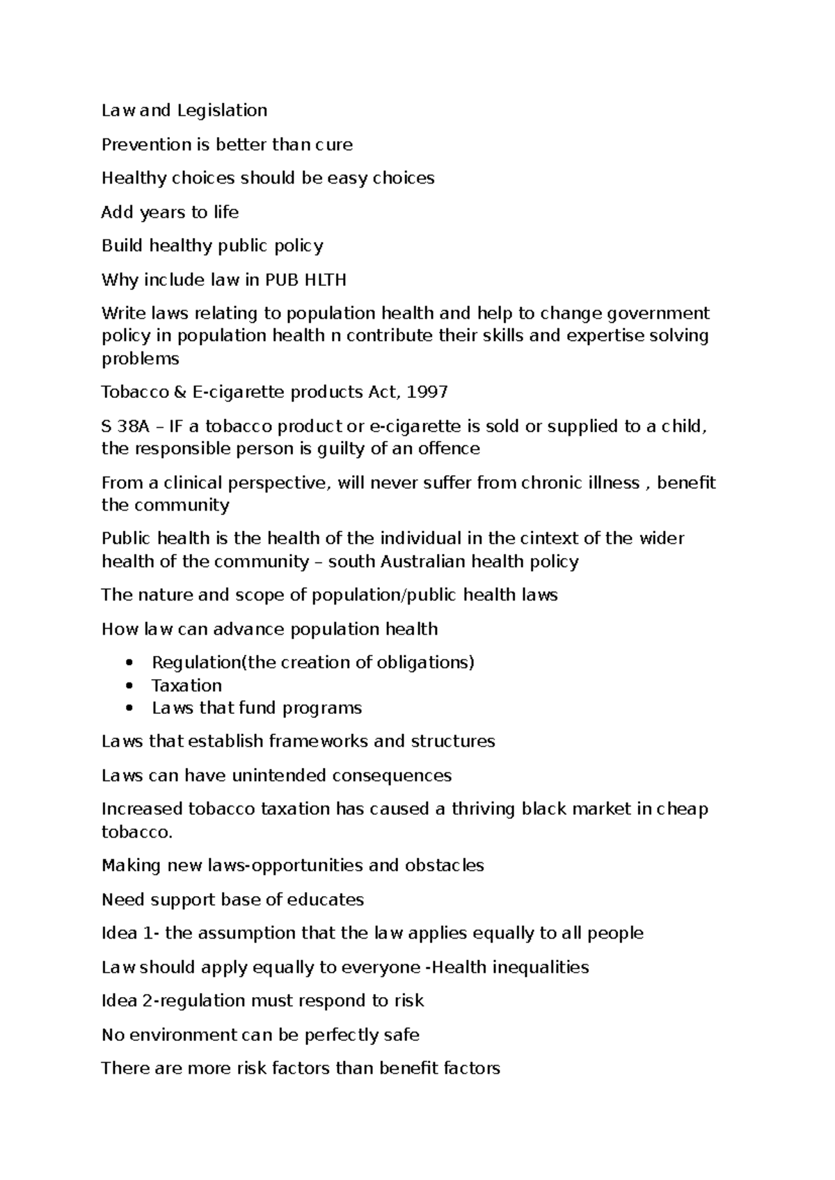 Law and Legislation - notes - Law and Legislation Prevention is better ...
