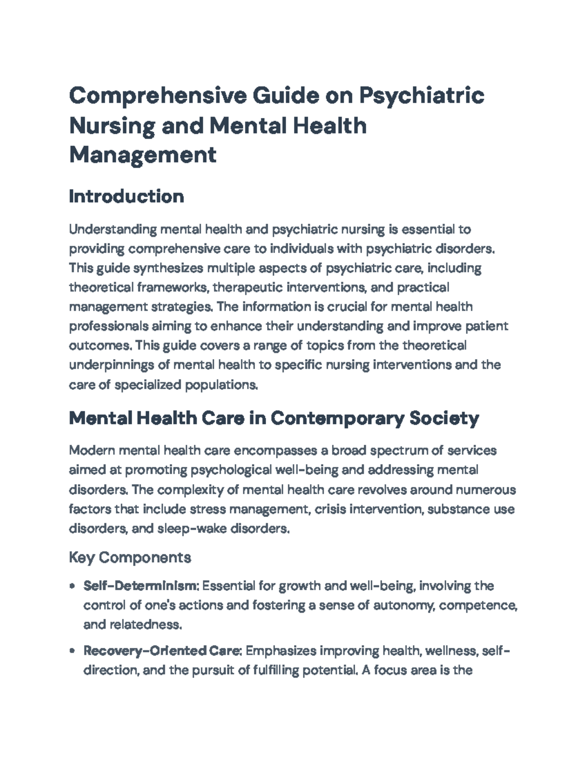 Comprehensive Guide on Psychiatric Nursing and Mental Health Management ...