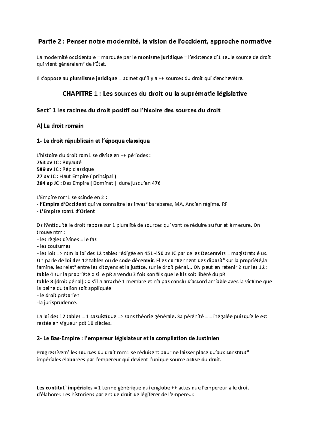Chapitre 1 : Les Sources du Droit Romain - Anthro Po Impr - Studocu