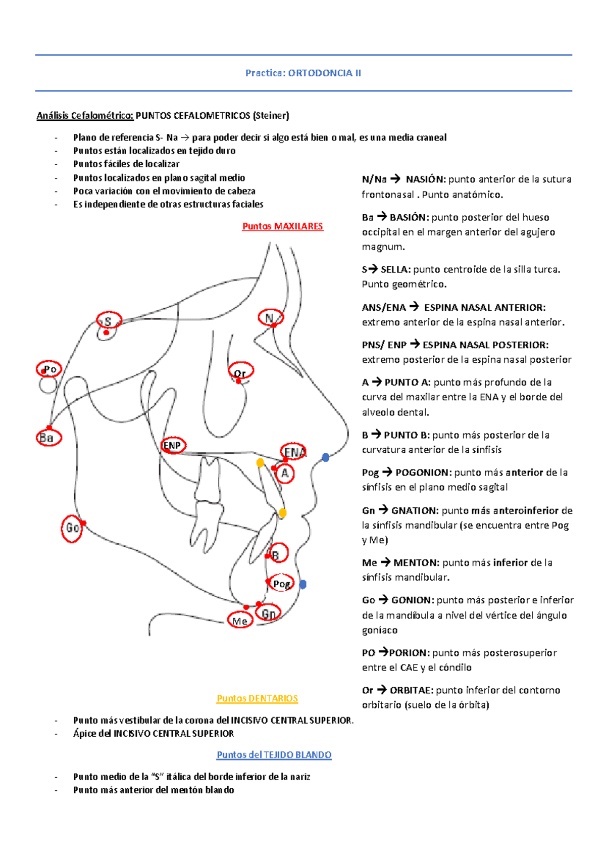 Práctica ORTO II - Notas de Clase Sobre Análisis Cefalométrico - Document Preview