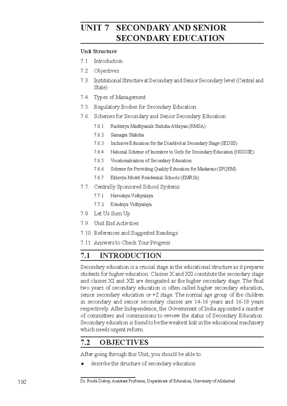 Structure and Management of Secondary & Senior Secondary Education ...