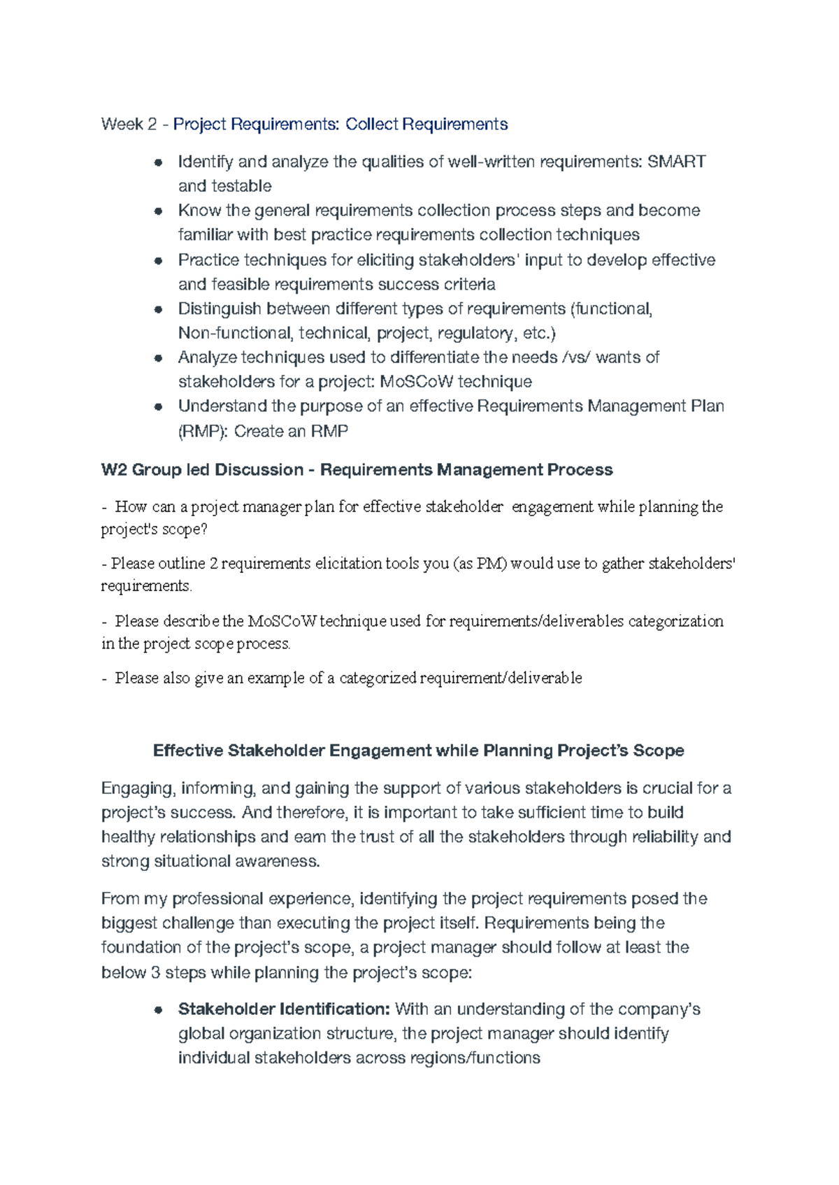 W2 Discussion - Requirements Management Process - Week 2 -Project ...