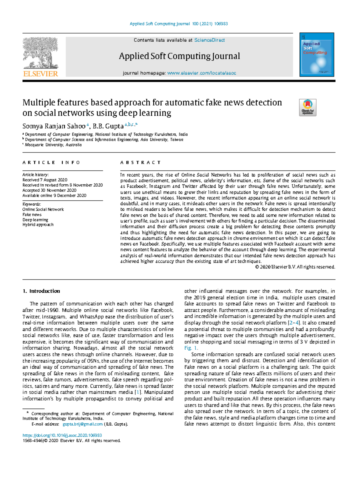 machine learning - Applied Soft Computing Journal 100 (2021) 106983 ...