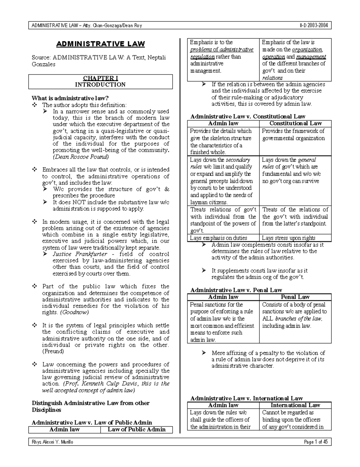 Administrative Law (Course Code) - Comprehensive Notes and Analysis - Document Preview