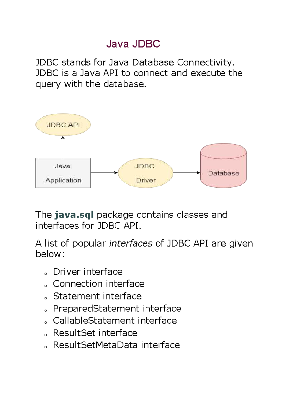 JDBC & JSP Notes: Understanding Java Database Connectivity (CS101 ...