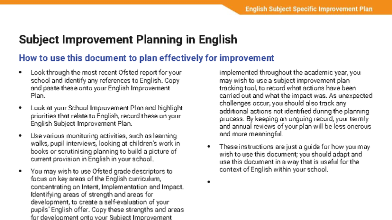T-SLT-1417 English Subject Improvement Planning Template v2 - Studocu
