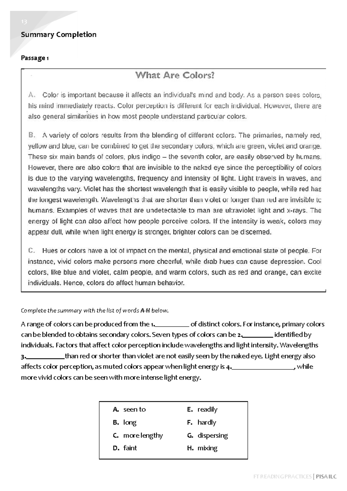 Lesson 2 Summary Completion Exercises FT READING - Studocu