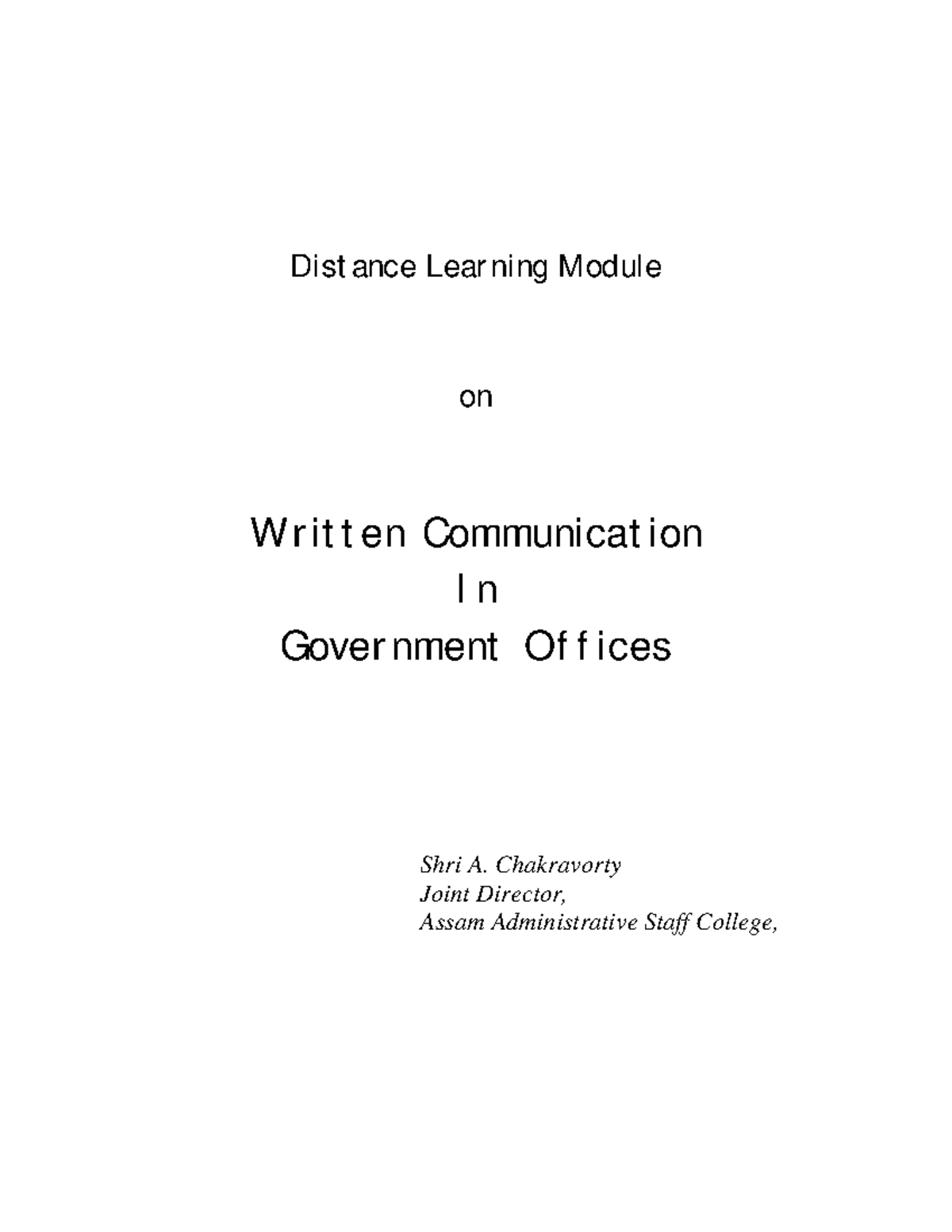 Distance Learning Module on Written Communication in Government Offices ...