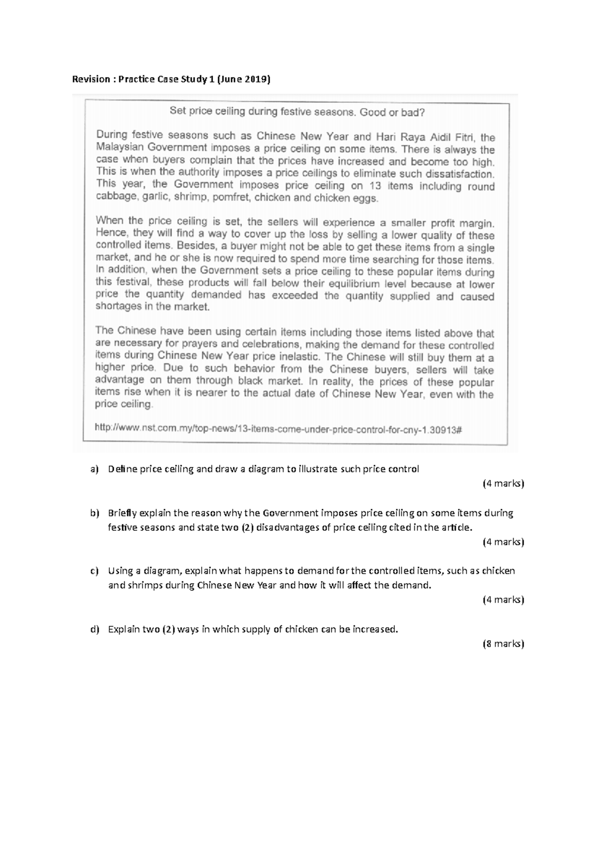 ECO415 - Case Study Analysis: Price Ceiling & Market Effects - Studocu