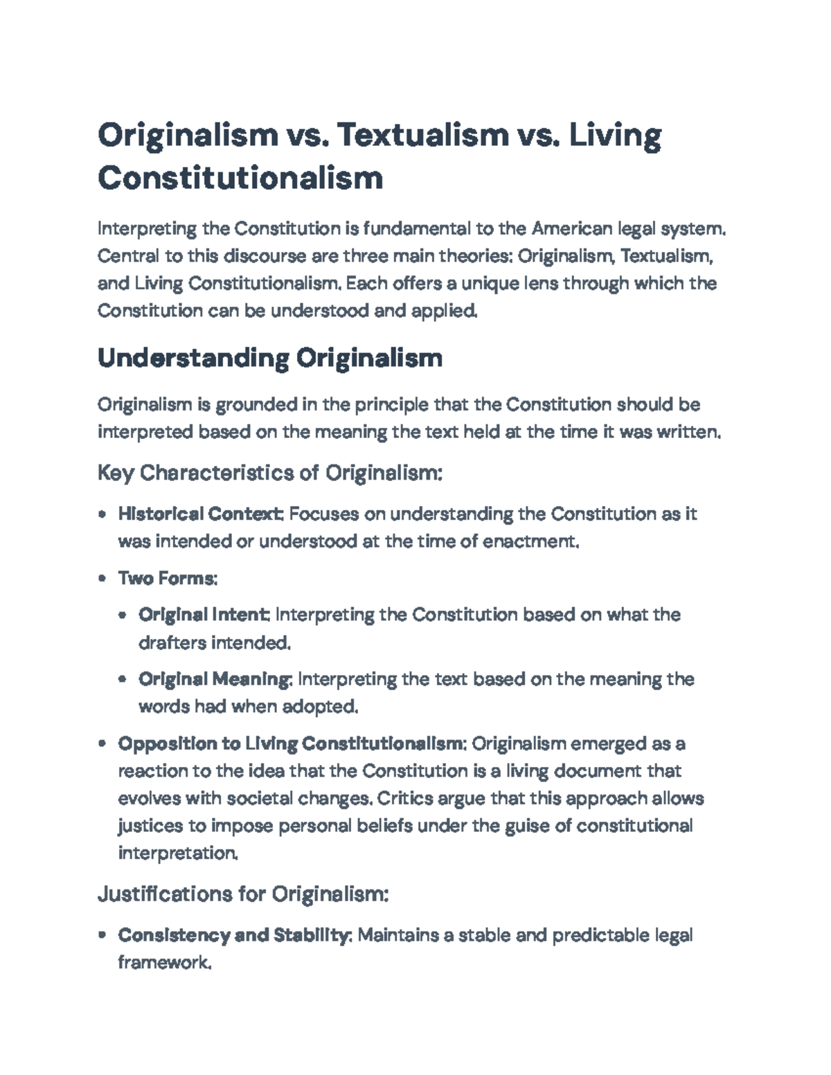 Constitutional Interpretation: Originalism, Textualism & Living Views ...